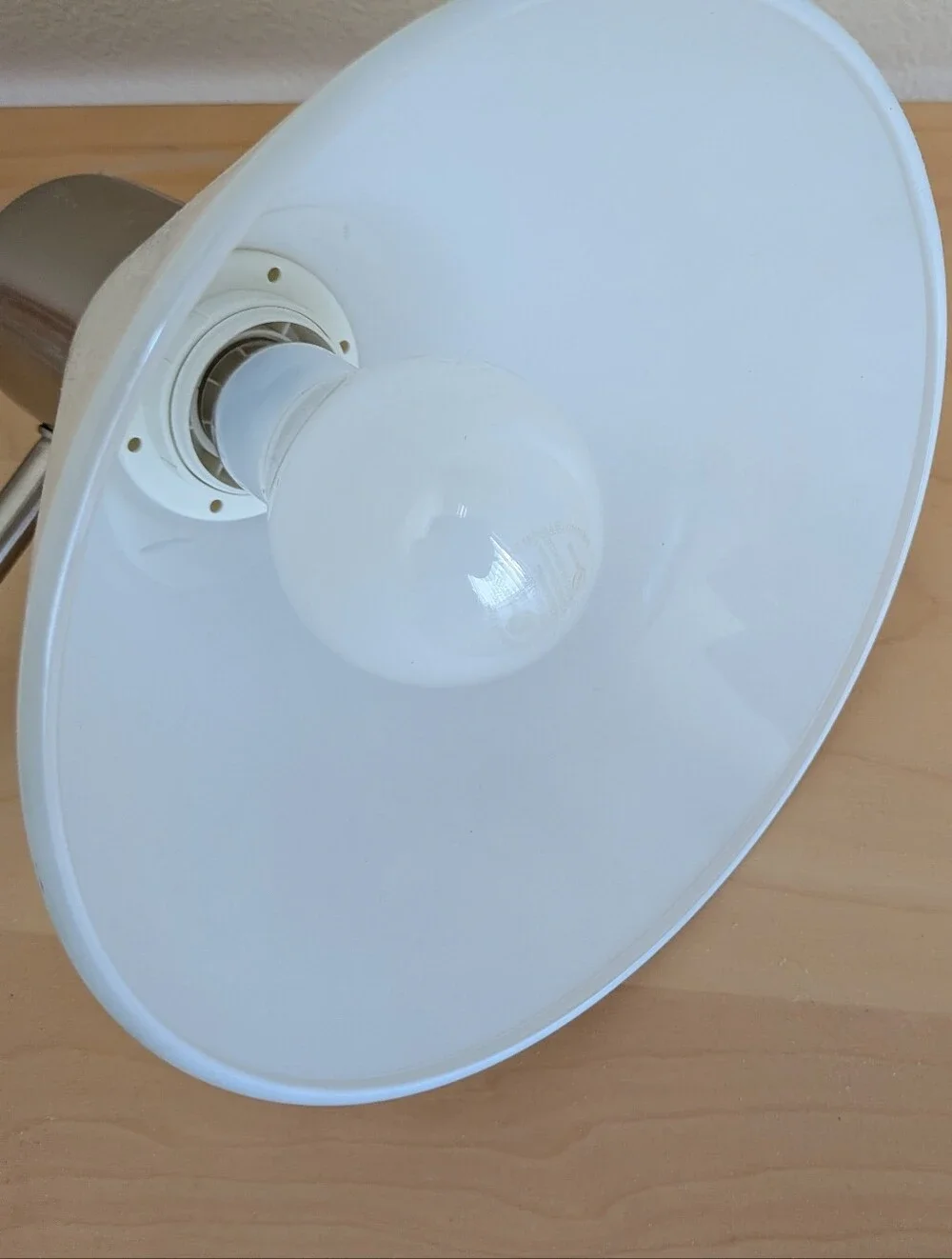 Modern Brushed Metal Desk Lamp with White Glass Shade